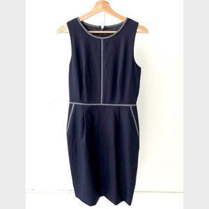 J.Crew Tipped Sheath Dress Wool Navy Gray 6